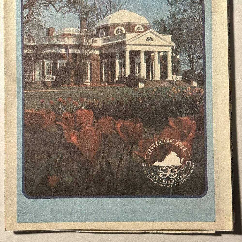 Vintage Virginia State US Travel Tourism Road Map 1984 1985 Souvenir Monticello - Picture 4 of 16